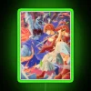 Shishio Makoto from Rurouni Kenshin in a vibrant painting style with RGB neon sign effects in green.