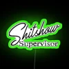 funny sign featuring shit show supervisor mom boss manager teacher in rgb neon green design