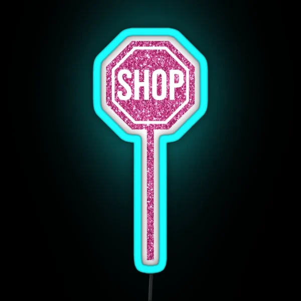 SHOP Sign Pink Glitter RGB Neon Sign