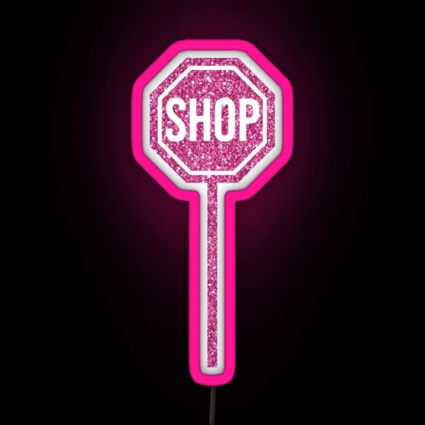 SHOP Sign Pink Glitter RGB Neon Sign