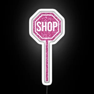 SHOP Sign Pink Glitter RGB Neon Sign