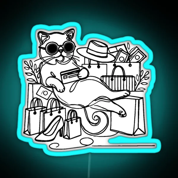 Shopaholic Cat RGB Neon Sign