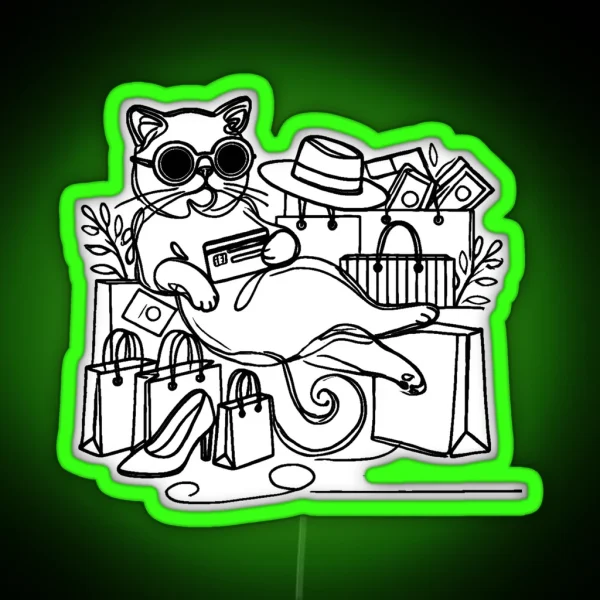 Shopaholic Cat RGB Neon Sign