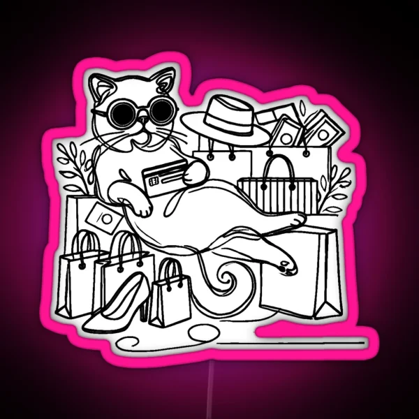 Shopaholic Cat RGB Neon Sign