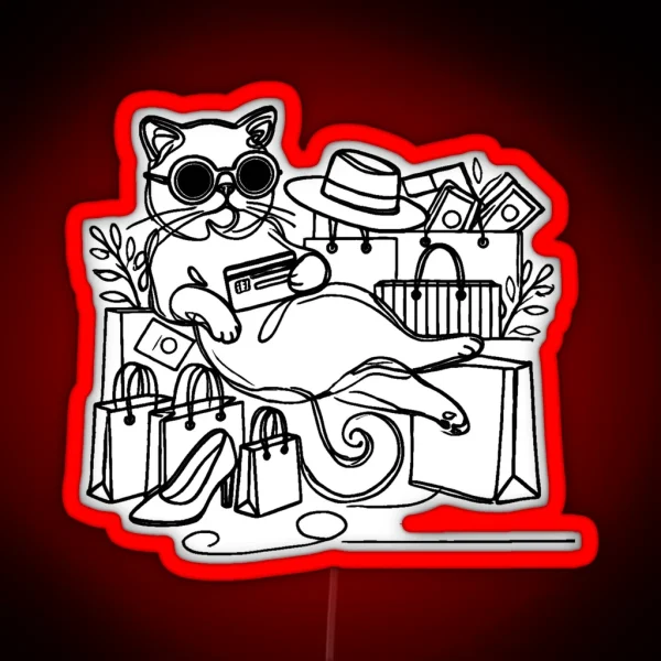 Shopaholic Cat RGB Neon Sign