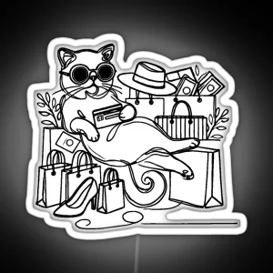 Shopaholic Cat RGB Neon Sign