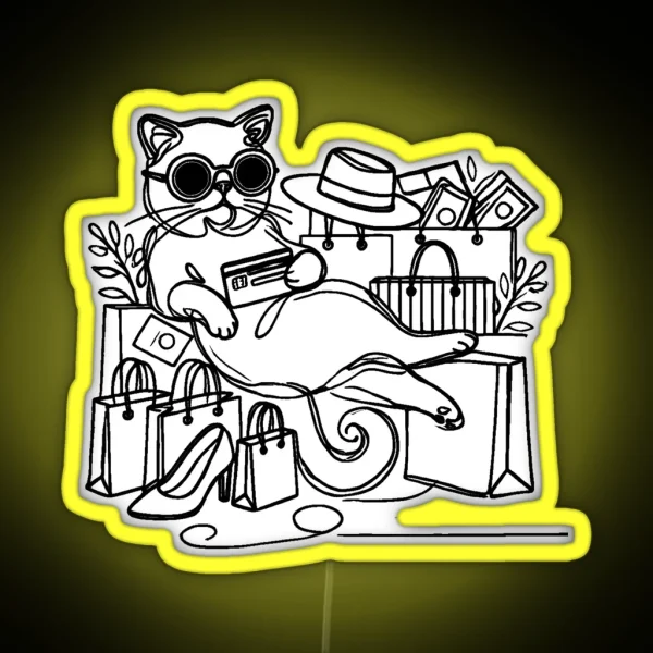 Shopaholic Cat RGB Neon Sign
