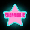 vibrant shopaholic star neon sign rgb blue