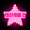 shopaholic neon sign with star rgb vibrant pink