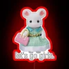 RGB Neon Shopping Sign Featuring a Calico Critter in Vibrant Red Tones