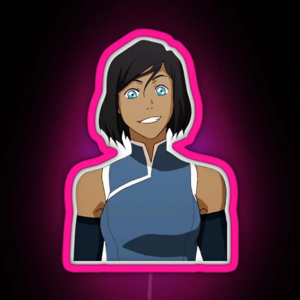 Short Hair Korra Smile RGB Neon Sign