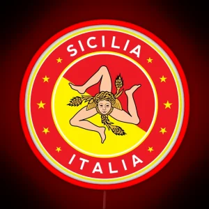 Sicilia Italia Sicily Italy With Flag Colors RGB Neon Sign