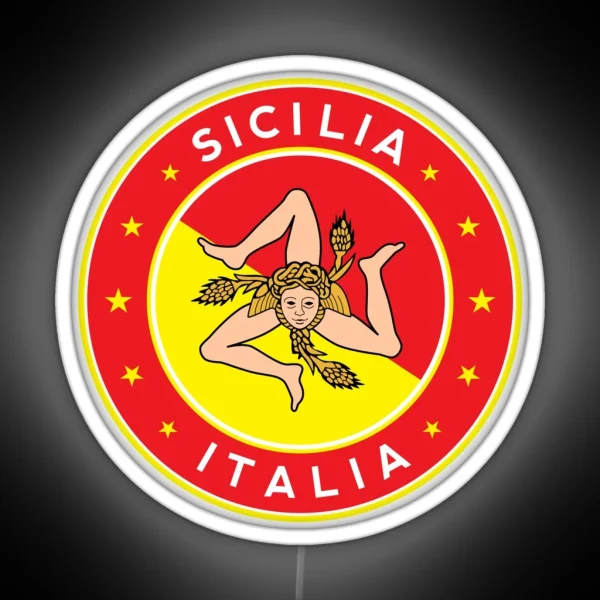 Sicilia Italia Sicily Italy With Flag Colors RGB Neon Sign
