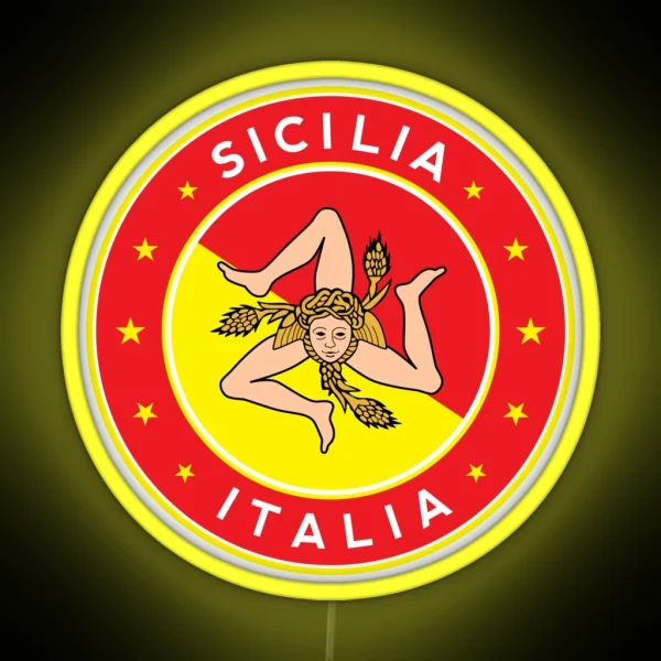 Sicilia Italia Sicily Italy With Flag Colors RGB Neon Sign