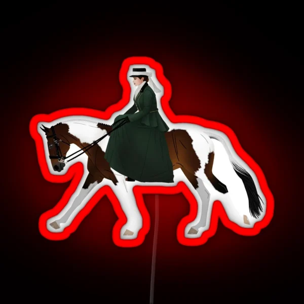 Side Saddle Pinto And Rider Equine Rampaige RGB Neon Sign