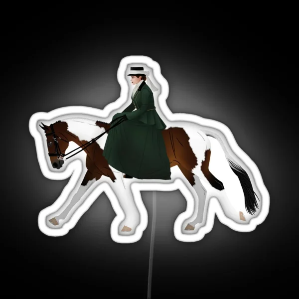 Side Saddle Pinto And Rider Equine Rampaige RGB Neon Sign