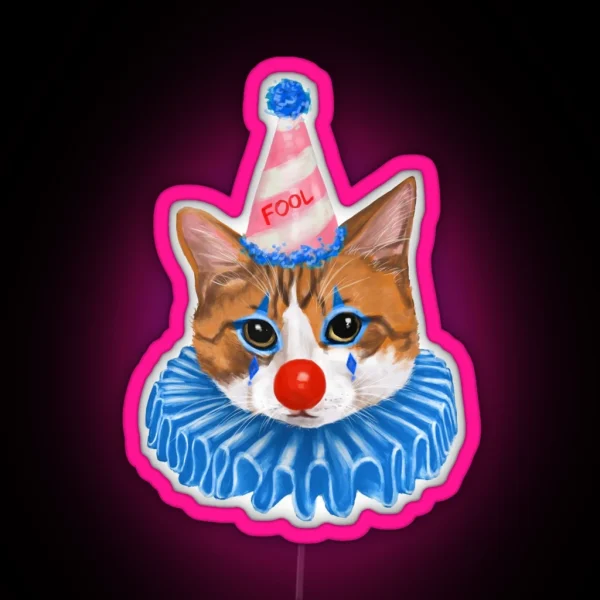 Silly Clown Cat RGB Neon Sign