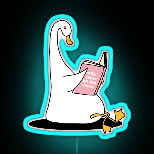 Silly Goose On The Loose Reading Book RGB Neon Sign