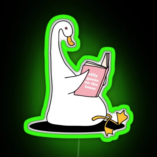 Silly Goose On The Loose Reading Book RGB Neon Sign