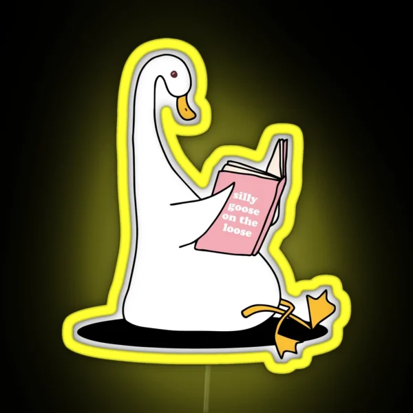 Silly Goose On The Loose Reading Book RGB Neon Sign