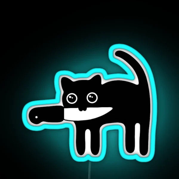 Silly Knife Cat RGB Neon Sign