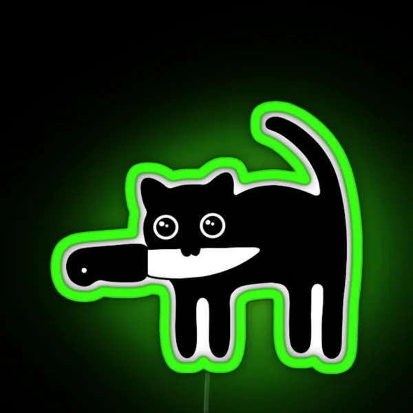 Silly Knife Cat RGB Neon Sign