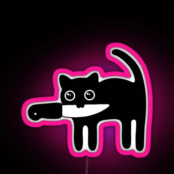 Silly Knife Cat RGB Neon Sign