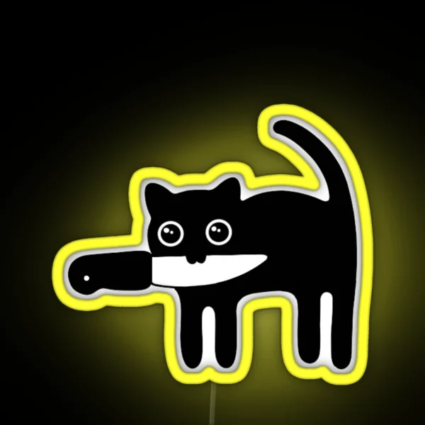 Silly Knife Cat RGB Neon Sign