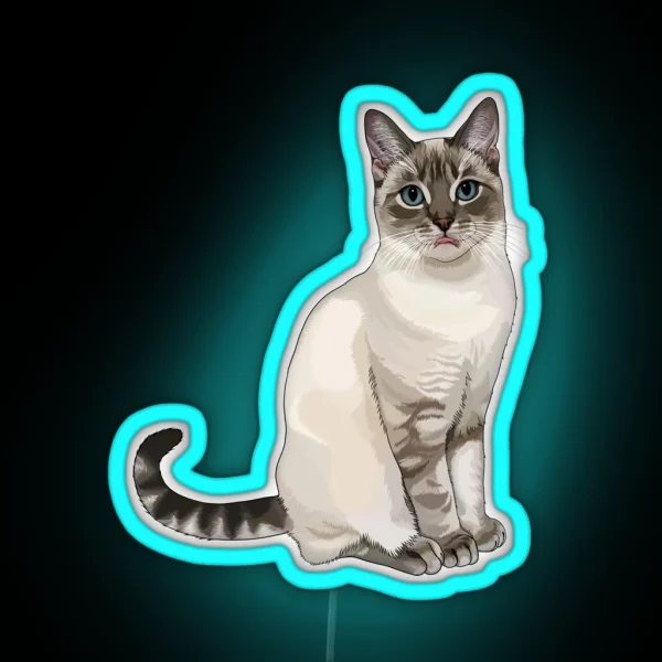Silly Lynx Point Cat Blep RGB Neon Sign