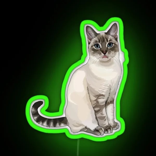 Silly Lynx Point Cat Blep RGB Neon Sign