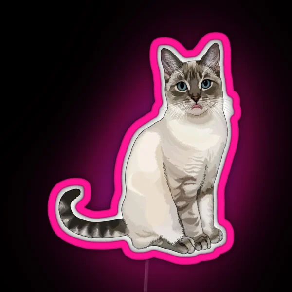 Silly Lynx Point Cat Blep RGB Neon Sign
