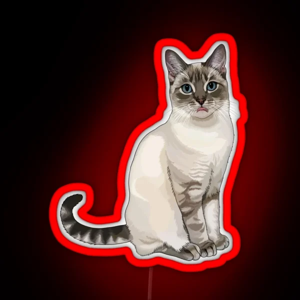 Silly Lynx Point Cat Blep RGB Neon Sign