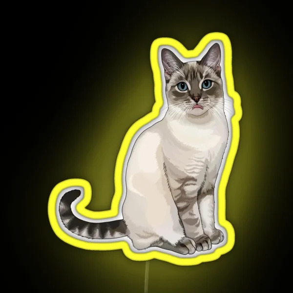 Silly Lynx Point Cat Blep RGB Neon Sign