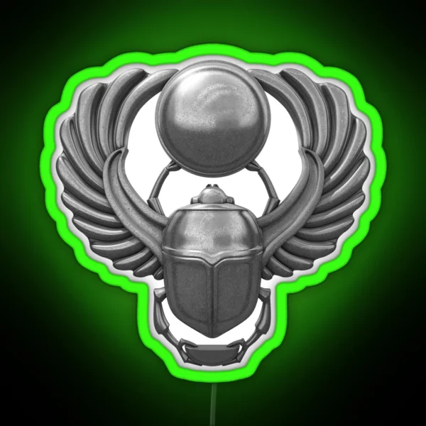 Silver Egyptian Scarab RGB Neon Sign