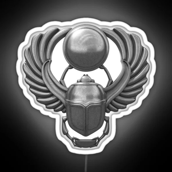 Silver Egyptian Scarab RGB Neon Sign