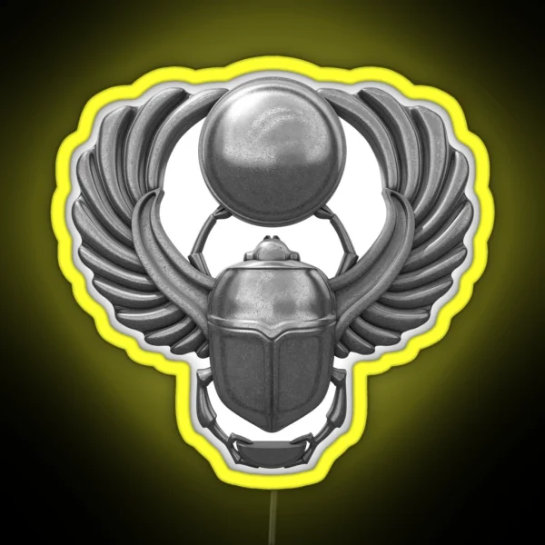 Silver Egyptian Scarab RGB Neon Sign