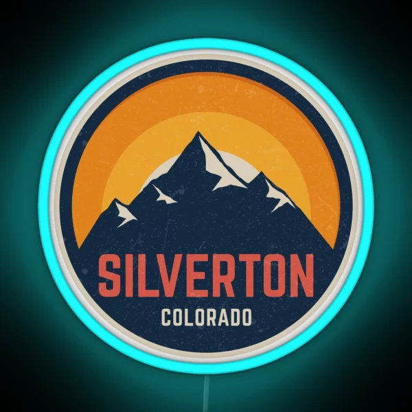 Silverton Colorado Mountain Design RGB Neon Sign
