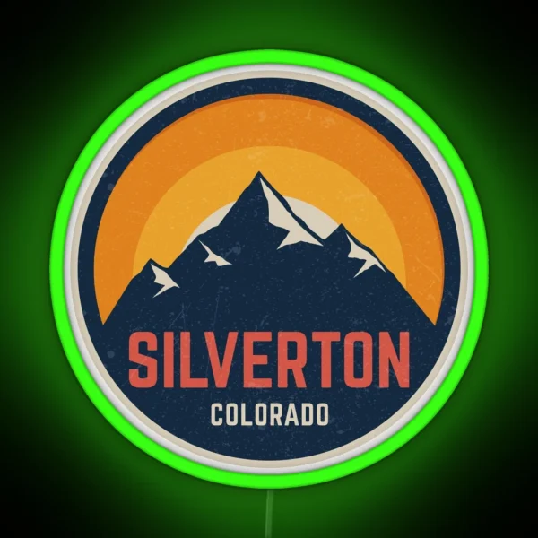 Silverton Colorado Mountain Design RGB Neon Sign