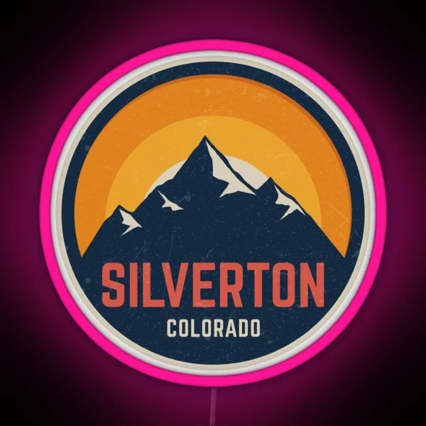Silverton Colorado Mountain Design RGB Neon Sign