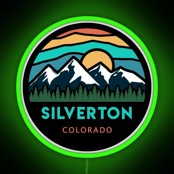 Silverton Colorado Mountain Scene RGB Neon Sign