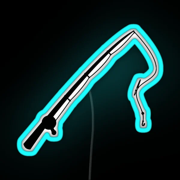 Simple Fishing Pole Silhouette RGB Neon Sign