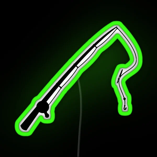 Simple Fishing Pole Silhouette RGB Neon Sign