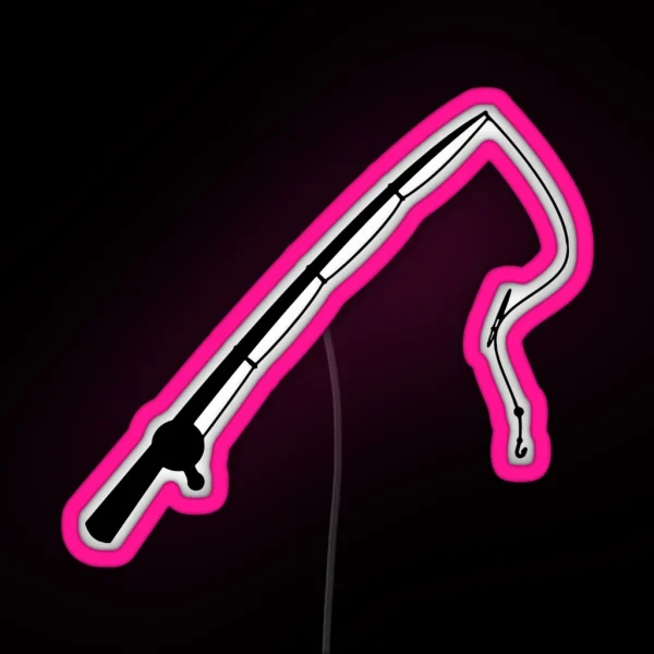 Simple Fishing Pole Silhouette RGB Neon Sign