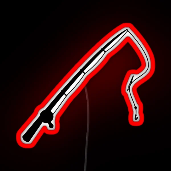 Simple Fishing Pole Silhouette RGB Neon Sign