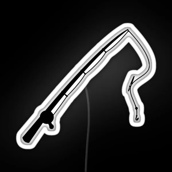 Simple Fishing Pole Silhouette RGB Neon Sign