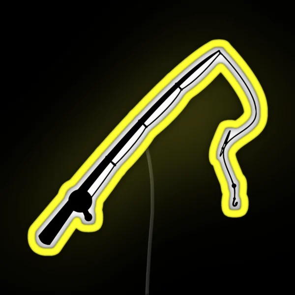 Simple Fishing Pole Silhouette RGB Neon Sign