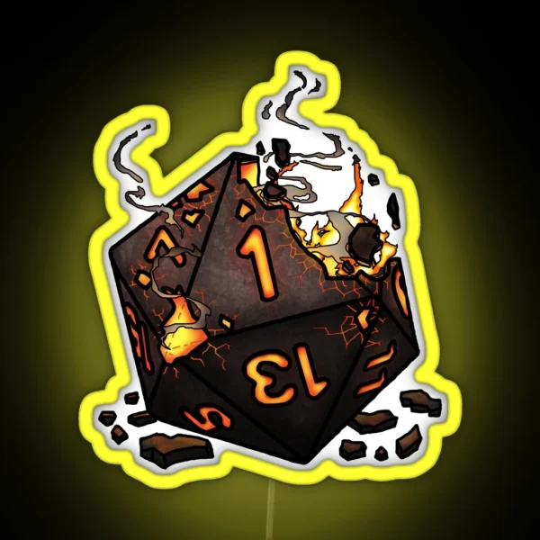 Singed Natural 1 Tabletop RPG Gaming Dice RGB Neon Sign