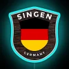 Singen Germany neon flag and emblem with vibrant RGB lighting.