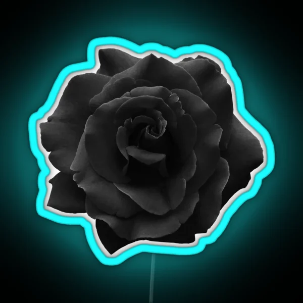 Single Large High Resolution Black Rose RGB Neon Sign