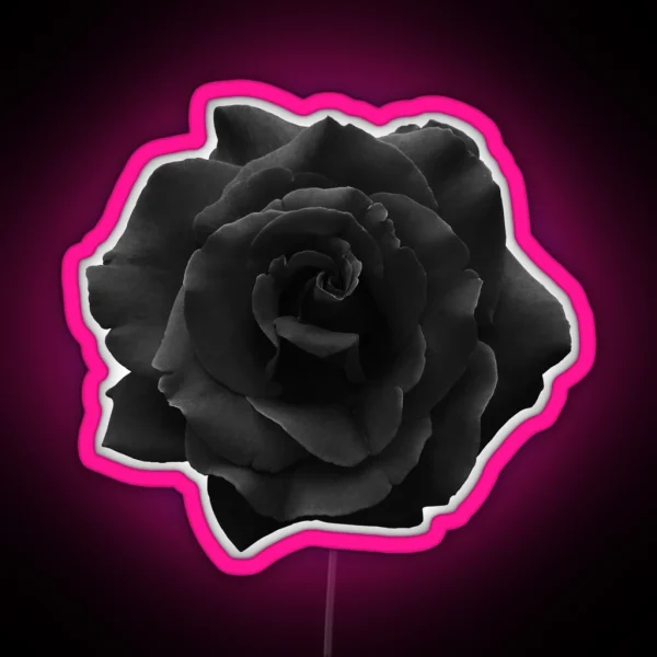 Single Large High Resolution Black Rose RGB Neon Sign